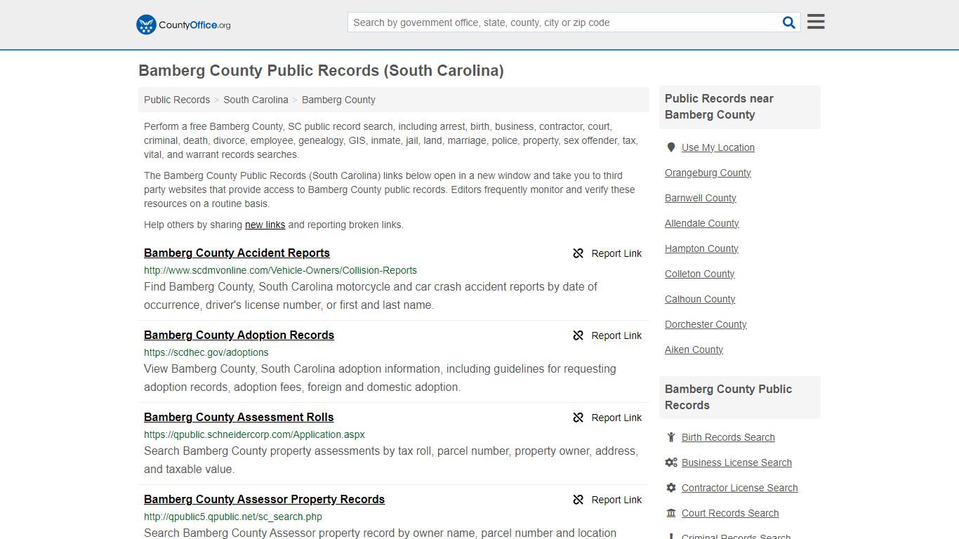 Public Records - Bamberg County, SC (Business, Criminal, GIS, Property ...