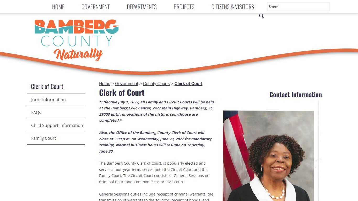 Clerk of Court - Bamberg County, SC