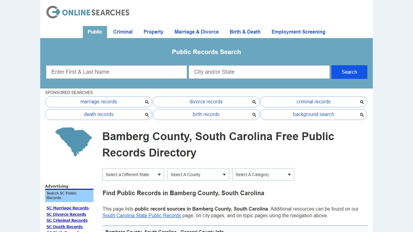 Bamberg County, South Carolina Public Records Directory